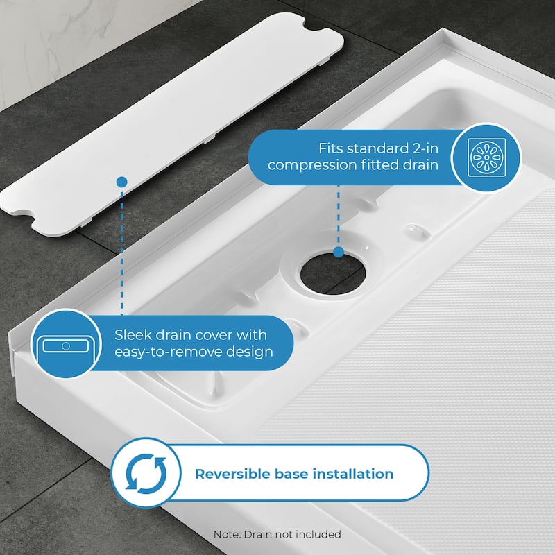 OVE DECORS Adena White Shower Base 60x36 in white
