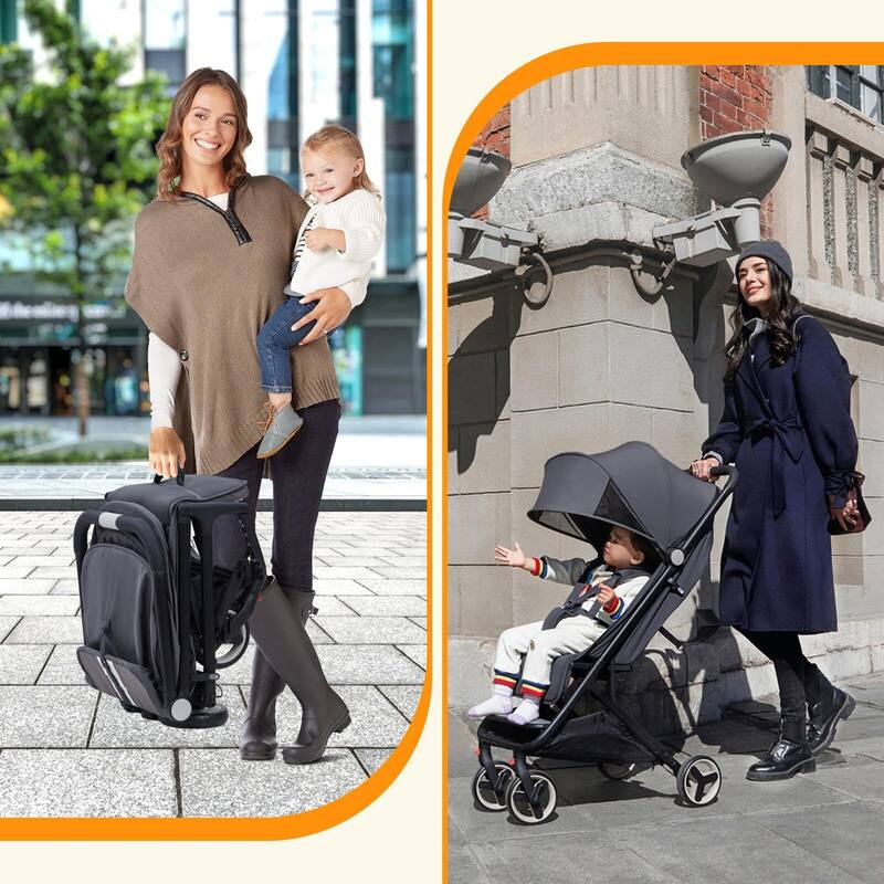 Compact One-Hand Fold Travel Stroller for Airplane Friendly
