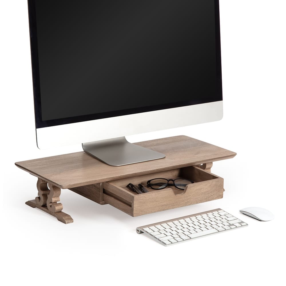 Jani Wood Monitor Stand Riser Desk - Ergonomic Design Stand, Desktop Organizer Table for Home, Office Workspace, Gaming Desk