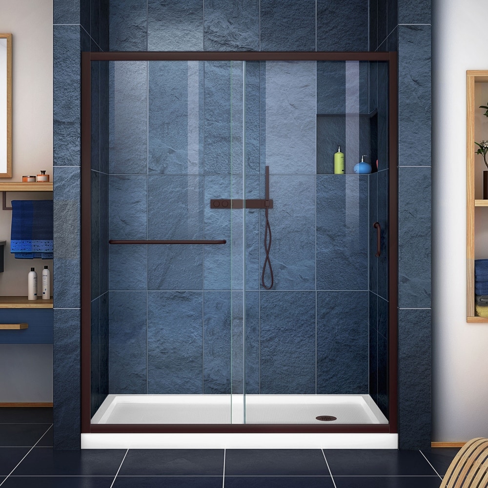 DreamLine Infinity-Z 30 in. D x 60 in. W x 74 3/4 in. H Sliding Shower Door and Shower Base Kit