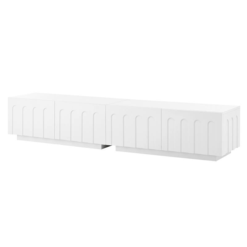 Elegant TV Stand with Arched Design for TVs Up to 80", Modern Dual Purpose Coffee Table with 4 Drawers