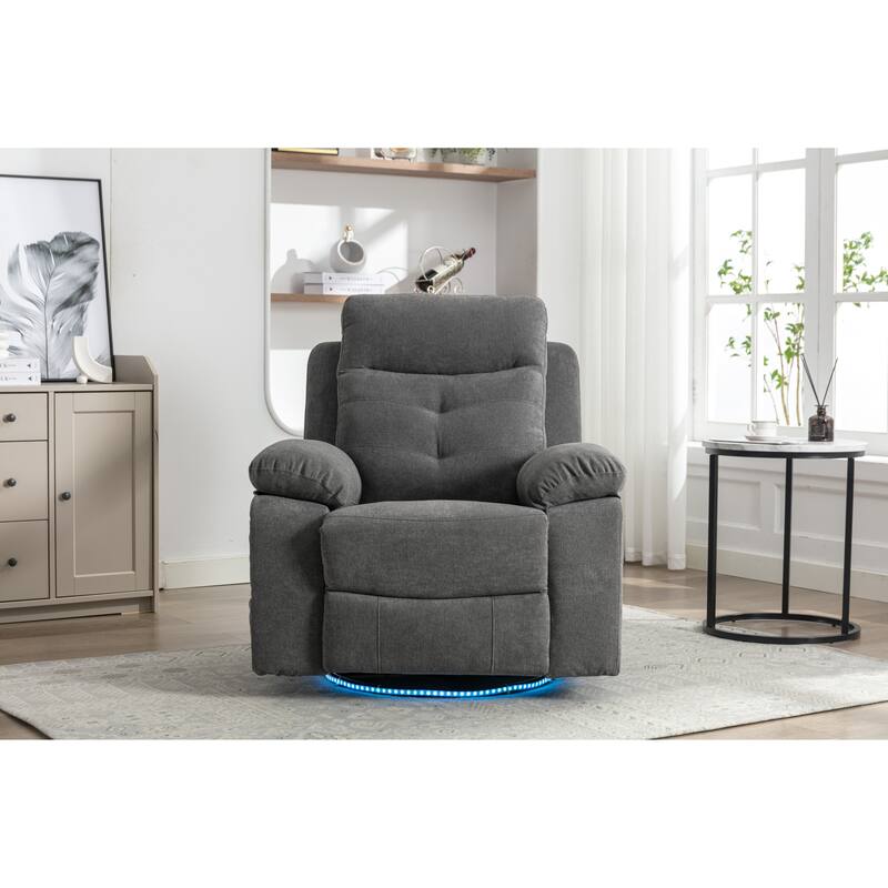 Modern Power Recliner with Bluetooth Speaker, LED Light, USB Charging Ports, Retractable Footrest and Storage Pockets