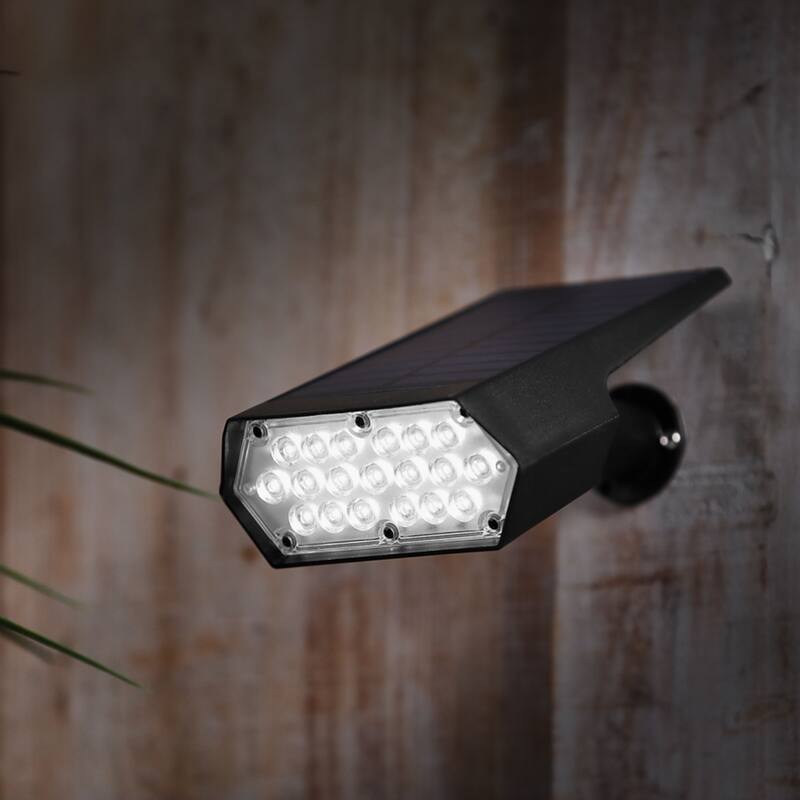 Alpine Corporation STR196SLR 11" Tall Outdoor Solar Pathway Spotlight Stake with LED Light for Garden, Patio, and Yard, Black