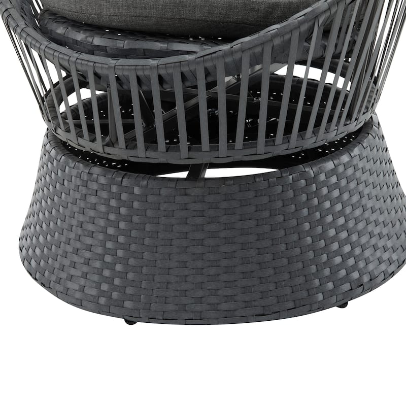 Roomfitters Swivel Wicker Lounge Chair, Modern Rattan Accent Chair with Cushion for Patio Balcony Living Room