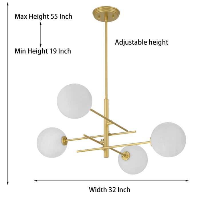 Acroma 4-Light Sputnik Gold Modern Chandelier-UL - N/A