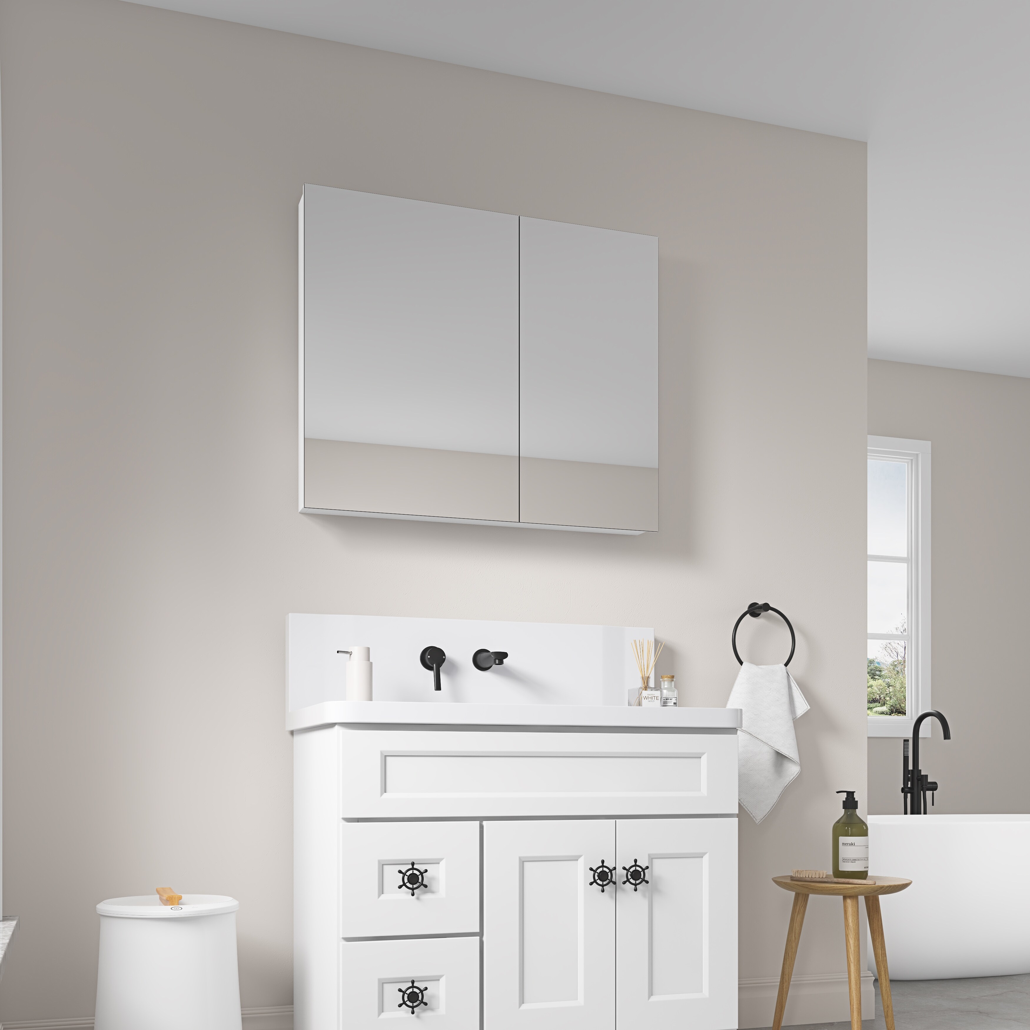 36 W x 30 H Bathroom Mirror Medicine Cabinet Wooden Door Medicine Cabinets Bathroom Mirror with Storage White Bed Bath Beyond 41651085