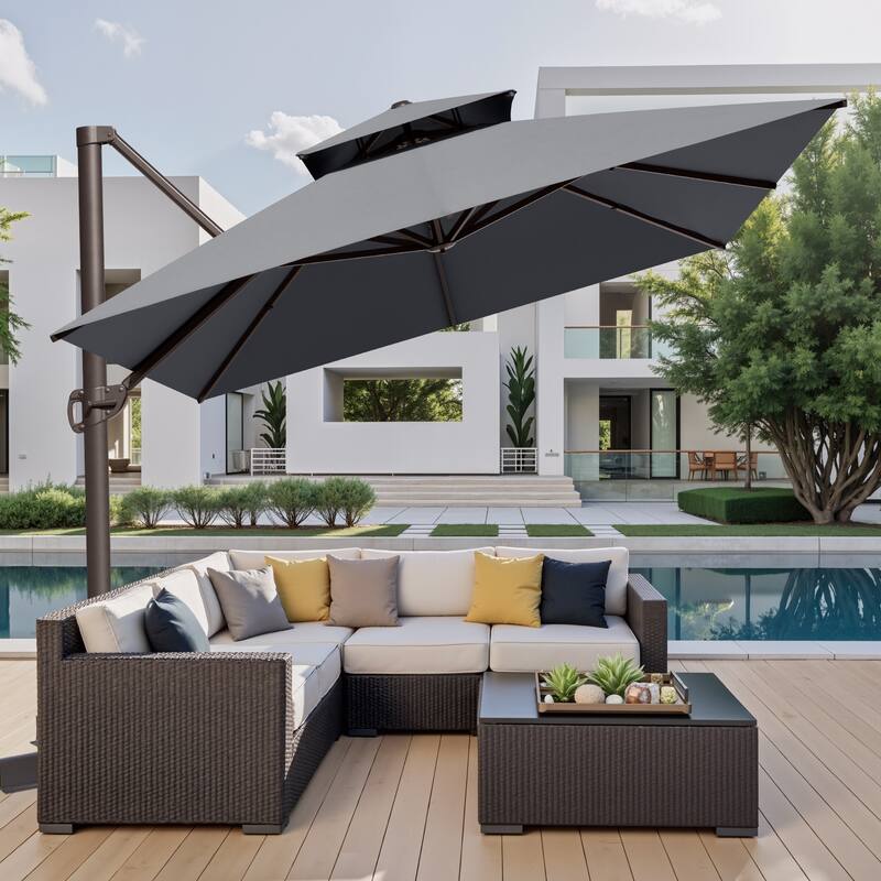 VredHom Outdoor Patio 10 x 13 FT Cantilever Umbrella Double Top