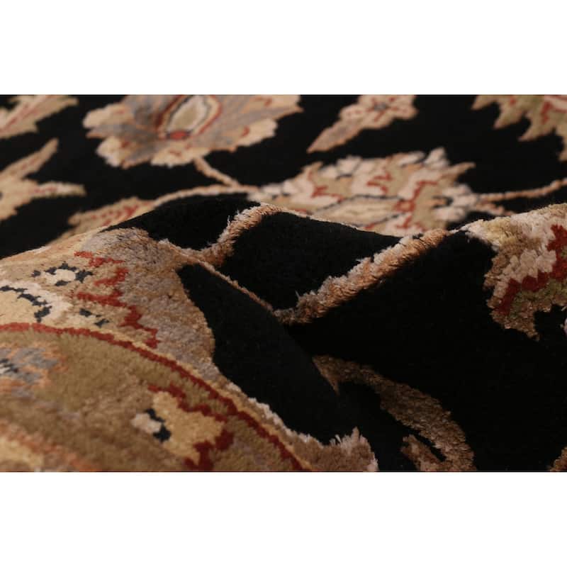 ECARPETGALLERY Hand-knotted Finest Agra Jaipur Black Viscose, Wool Rug - 7'10 x 10'3