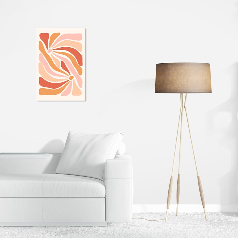 Wynwood Studio Canvas Floral and Botanical Retro Floral Vibes Pink and Light Pink Modern & Contemporary Wall Art Canvas Print - 16 x 24