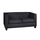 preview thumbnail 14 of 17, Windsor Top Grain Tufted Leather Loveseat Black