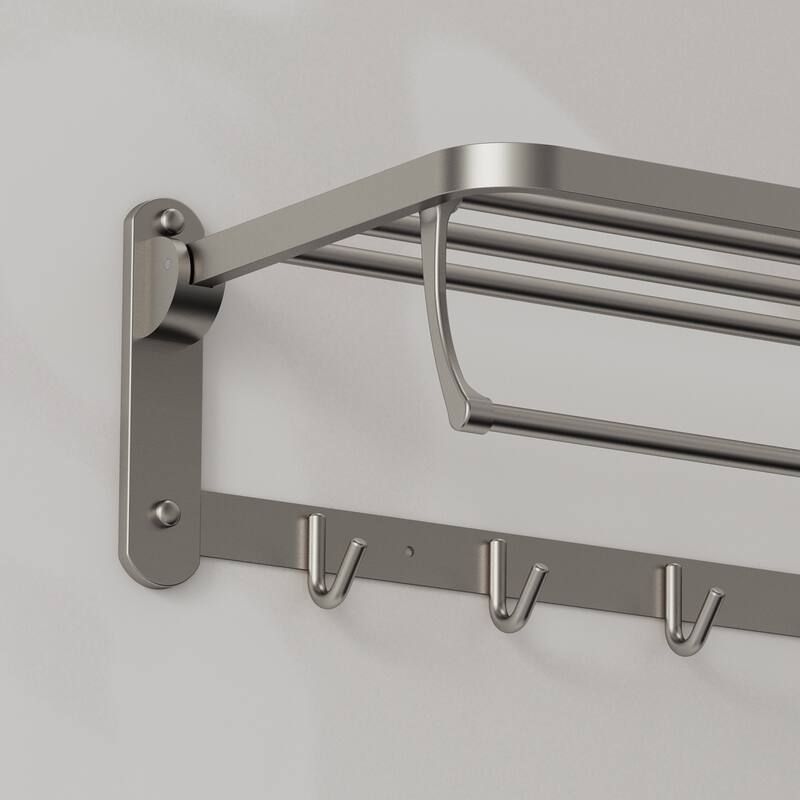 2-Tier Stainless Steel Bath Towel Rack with 5 Hooks