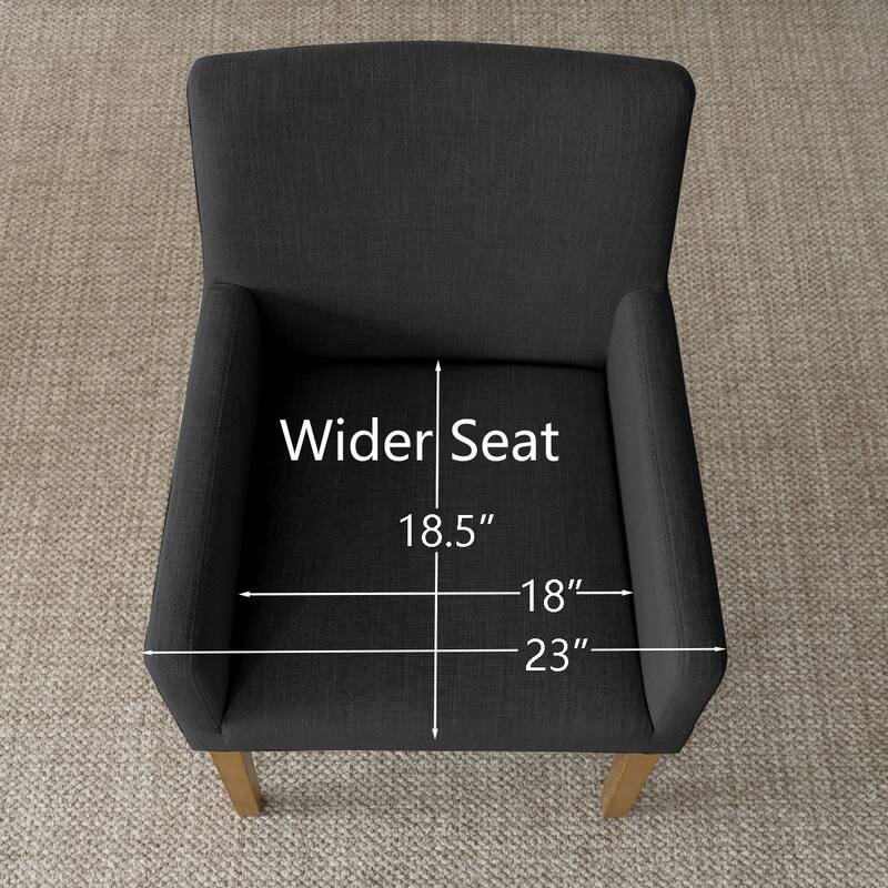 Linen Upholstered Armchairs with Wide Seat, High Back and Solid Wood Legs, Set of 6