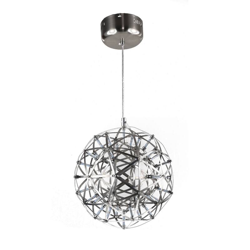 Modern 42-Light Round Satin Nickel Metal Frame LED Ceiling Fixture