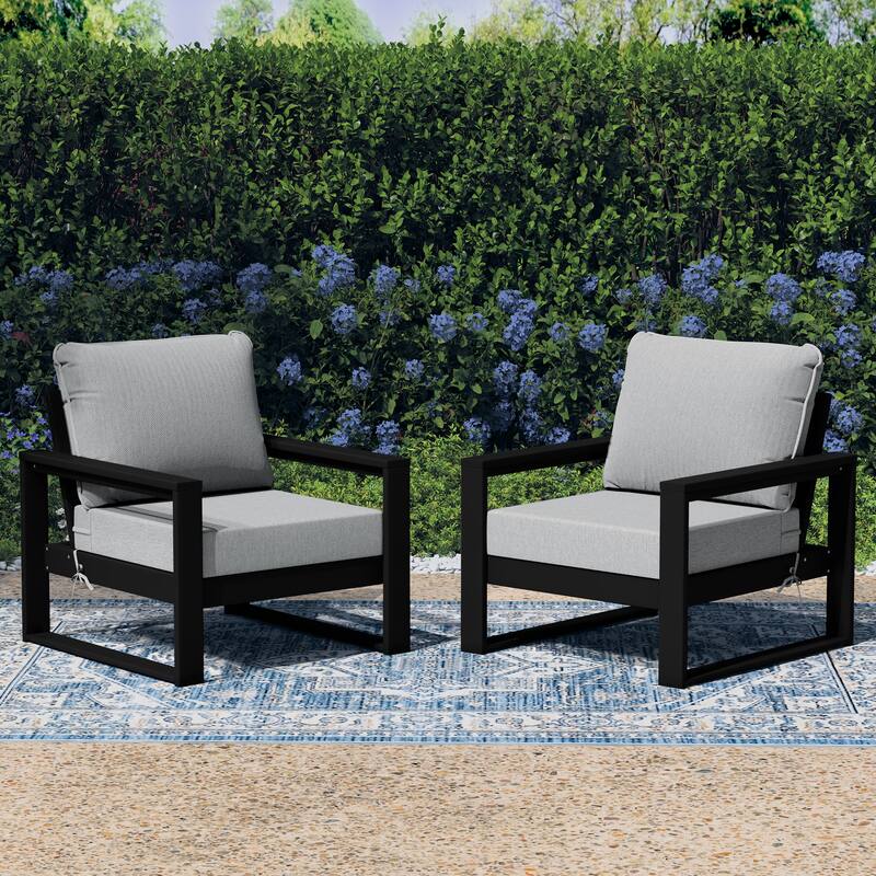 Endless Patio Deep Seating Club Chair with Black Frame (Set of 2)
