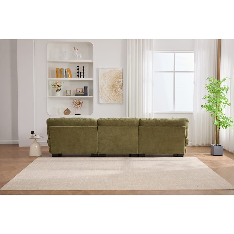 GDFStudio - Pelletized U Shape Cloud Couch with Bolster Armrest Pillows