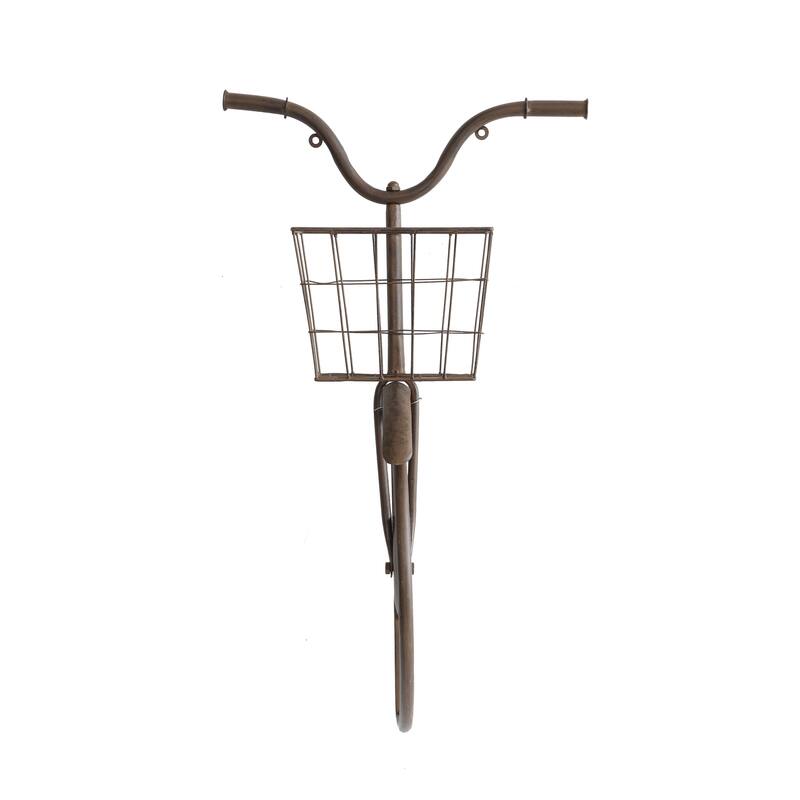 Distressed Rust Bike Shaped Metal Wall Decor with Basket