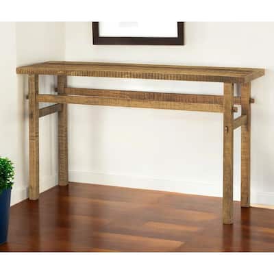 HomeRoots 54" Brown Solid Wood Distressed Console Table - 54' X '30' X '16