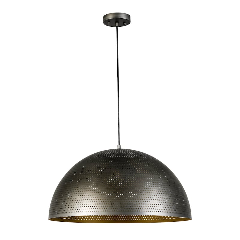 Rennnsan 3-Light Gold/Black Perforated Gold/Black Dome Pendant Light for Kitchen Island Dining Room