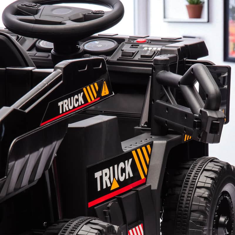 12V Kids Ride On Dump Truck with Remote Control, Electric Dump Bed, Bluetooth Music, LED Lights, Speed & Volume Adjustment