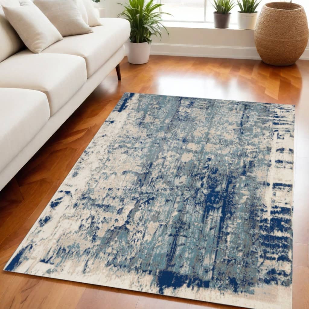 Buke Power Loomed Abstract Modern Non Skid Stain Resistant Area Rug By HomeRoots - 87' X '63' X '0.5