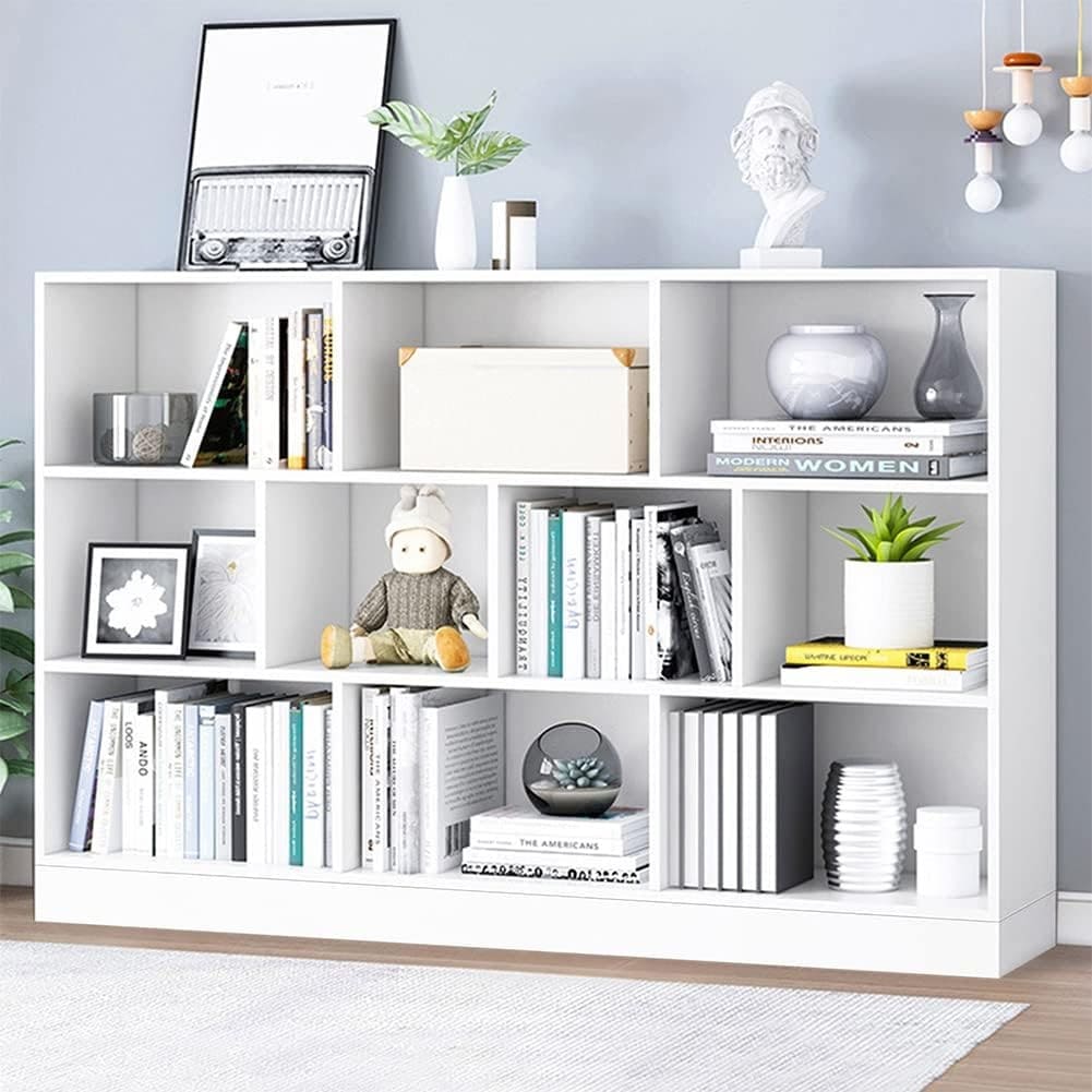 Vintage Industrial 6-Shelf Corner Bookcase, Brown Metal Frame Open Storage Cabinet - 55.12x40.94