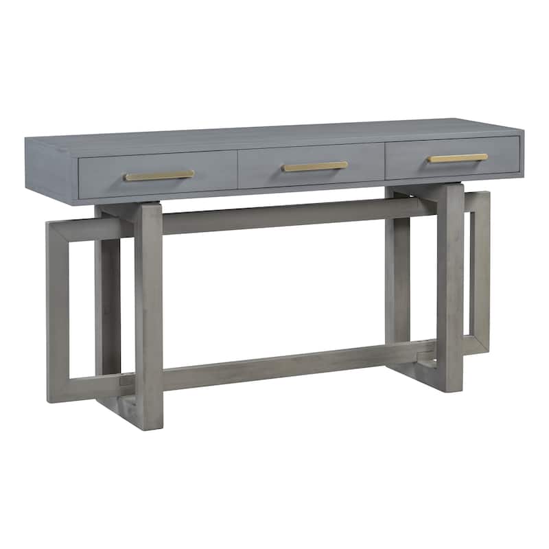 Wooden Console Table Hallway Tables with 3 Drawers and Unique Table Legs, Long Entryway Table with Iron Handle for Hallway