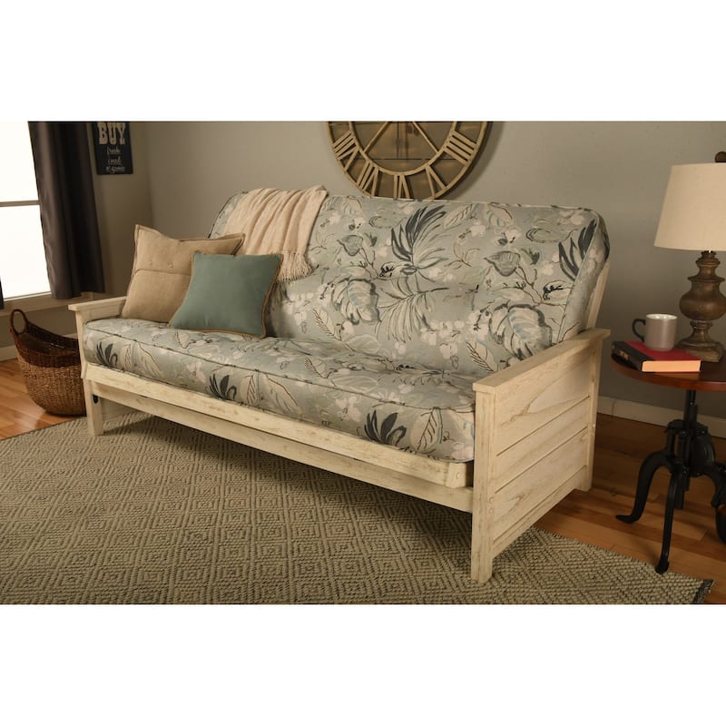 Somette Lexington Fullsize Futon Set in Weathered White Finish with Mattress On Sale Bed
