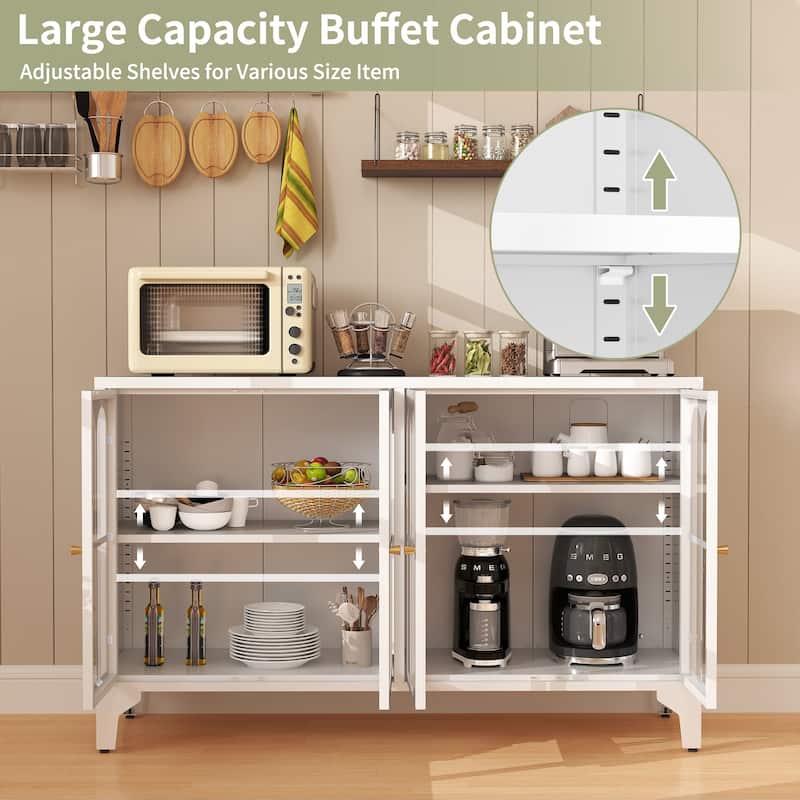53.2"W Metal Sideboard Buffet Cabinet with Glass Doors