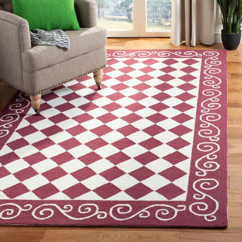 SAFAVIEH Handmade Chelsea Kamryn French Country Wool Rug - 8' x 10' - Burgundy/Ivory