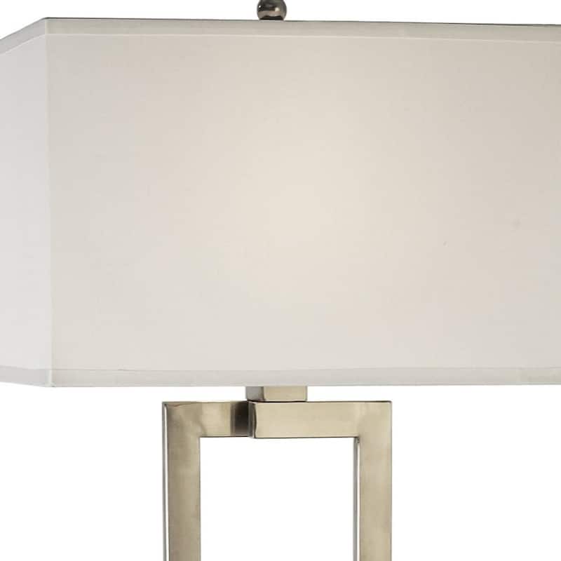 61" Nickel Floor Lamp with White Rectangular Shade for Living Room - 11" x 18" x 60.50"