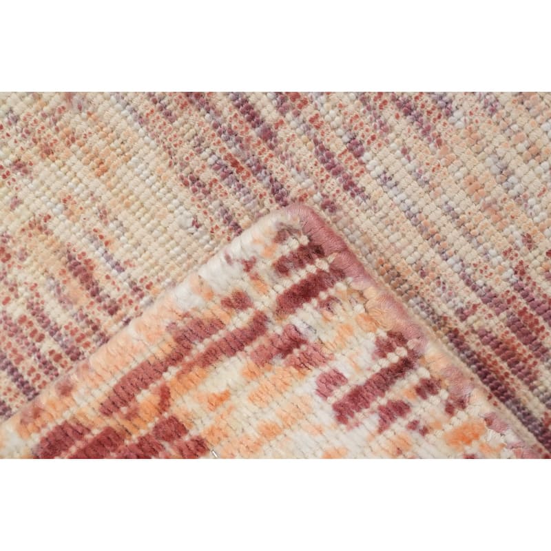 Hand Knotted Oriental Viscose Silk Carpet Modern All-Over Oranges & Rust Abstract Area Rug - 4' 0'' X 2' 0''