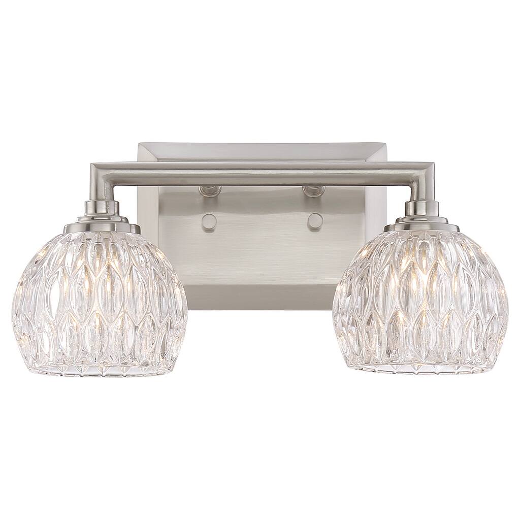 Platinum Two Light Bath Fixture Serena Brushed Nickel - Exact Size