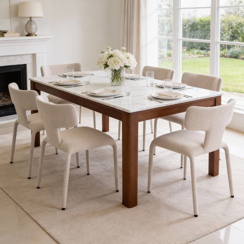 Modern Dining Chairs Set of 2, 18.9"Wx18.5"D Contemporary Fabric Side Chairs
