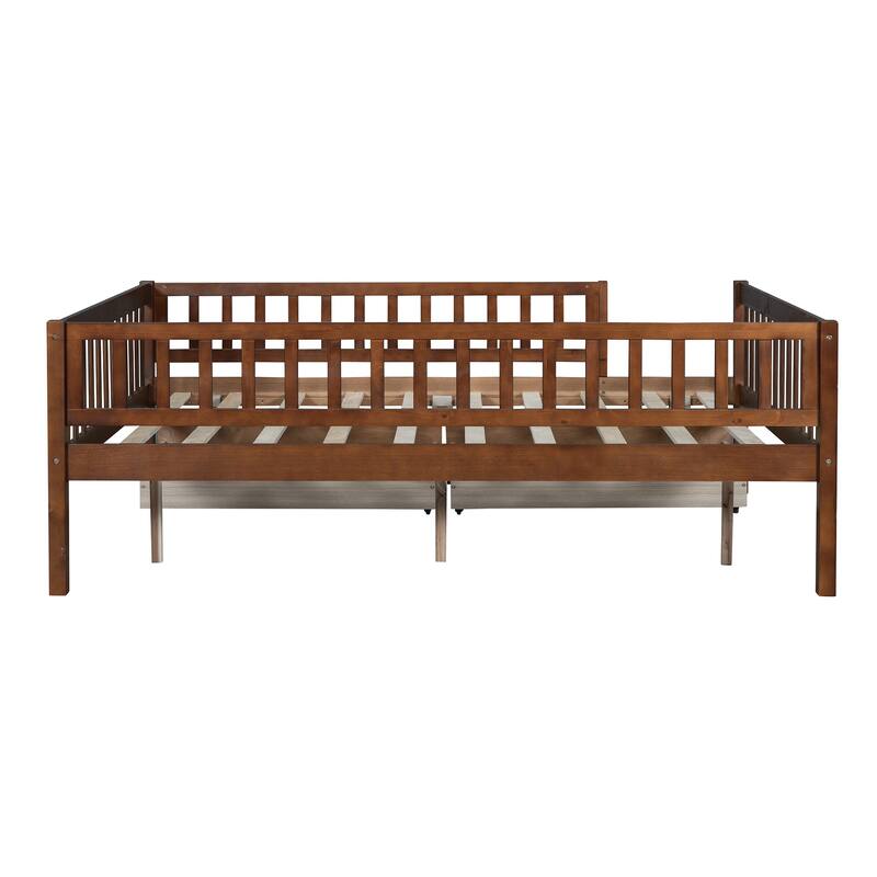 Full Size Modern Pine Daybed with Storage Drawers