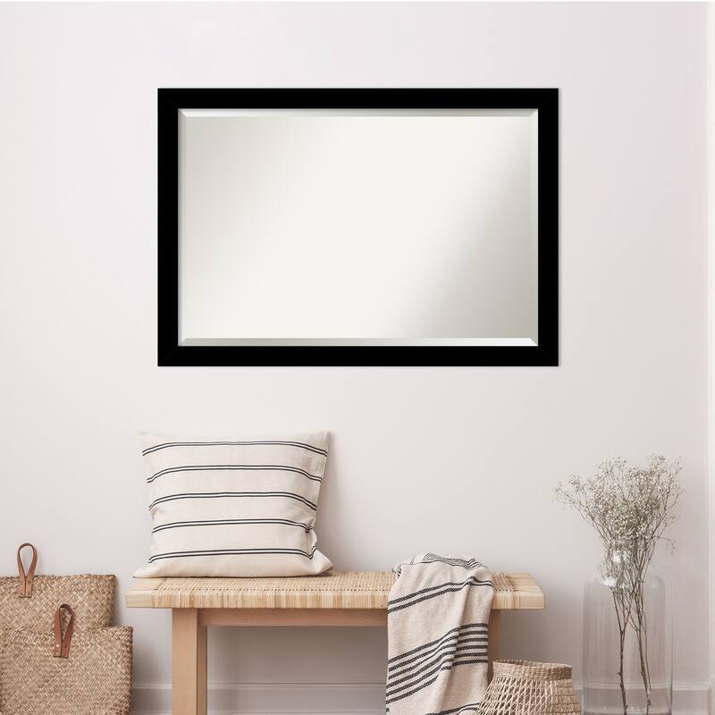Brushed Beveled Framed Wall Mirror - Brushed Black