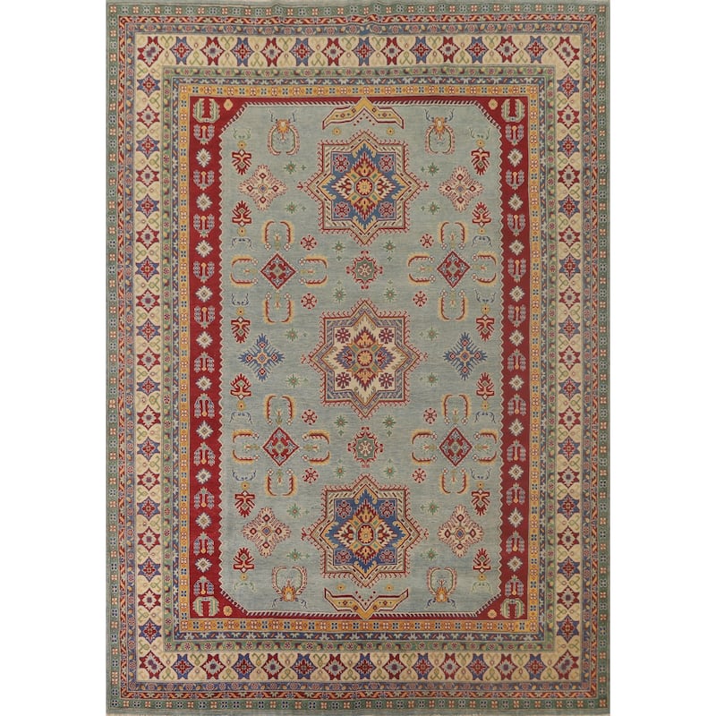 Light Blue Kazak Oriental Rug Hand-Knotted Living Room Wool Carpet - 9'9"x 12'8"