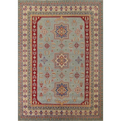 Light Blue Kazak Oriental Rug Hand-Knotted Living Room Wool Carpet - 9'9"x 12'8"