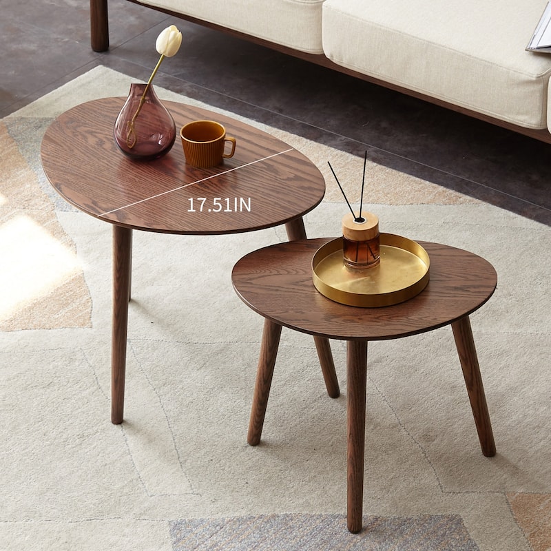 Center Table Low Table 100% Solid Oak Wood Top Plate Desk Pebble Shaped