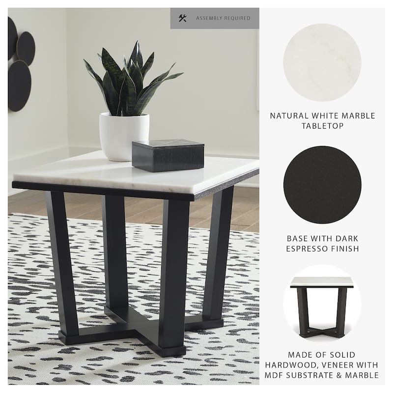 Signature Design by Ashley Fostead White / Dark Brown Square End Table - 24"W x 24"D x 22"H