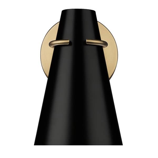 slide 2 of 10, Golden Lighting Reeva 1-light Wall Sconce in Modern Brass and Glossy Ecru shade Modern Brass with Matte Black