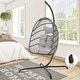preview thumbnail 30 of 53, Oversized 1-Person Foldable Hanging Egg Chair - Wicker Swing Chair with Stand, Portable for Indoor Outdoor Patio Light Grey/Cover