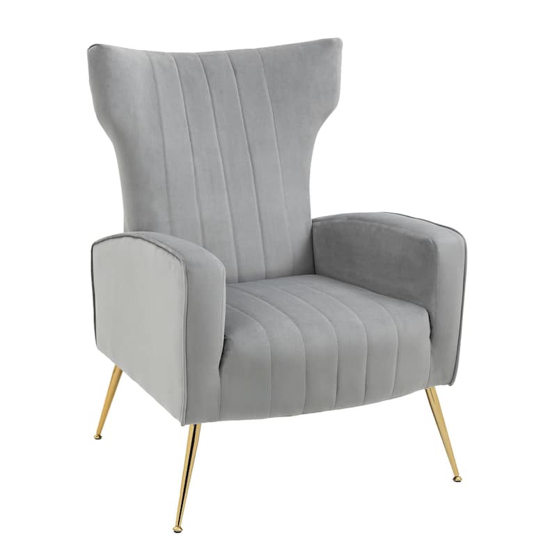 Velvet Wingback Accent Chairs with Metal Legs for Living Room