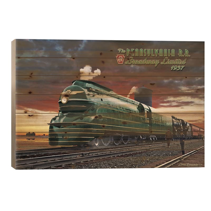 Penn RR Print On Wood by Larry Grossman - Multi-Color - 18x26x1.5
