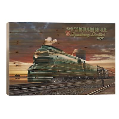Penn RR Print On Wood by Larry Grossman - Multi-Color