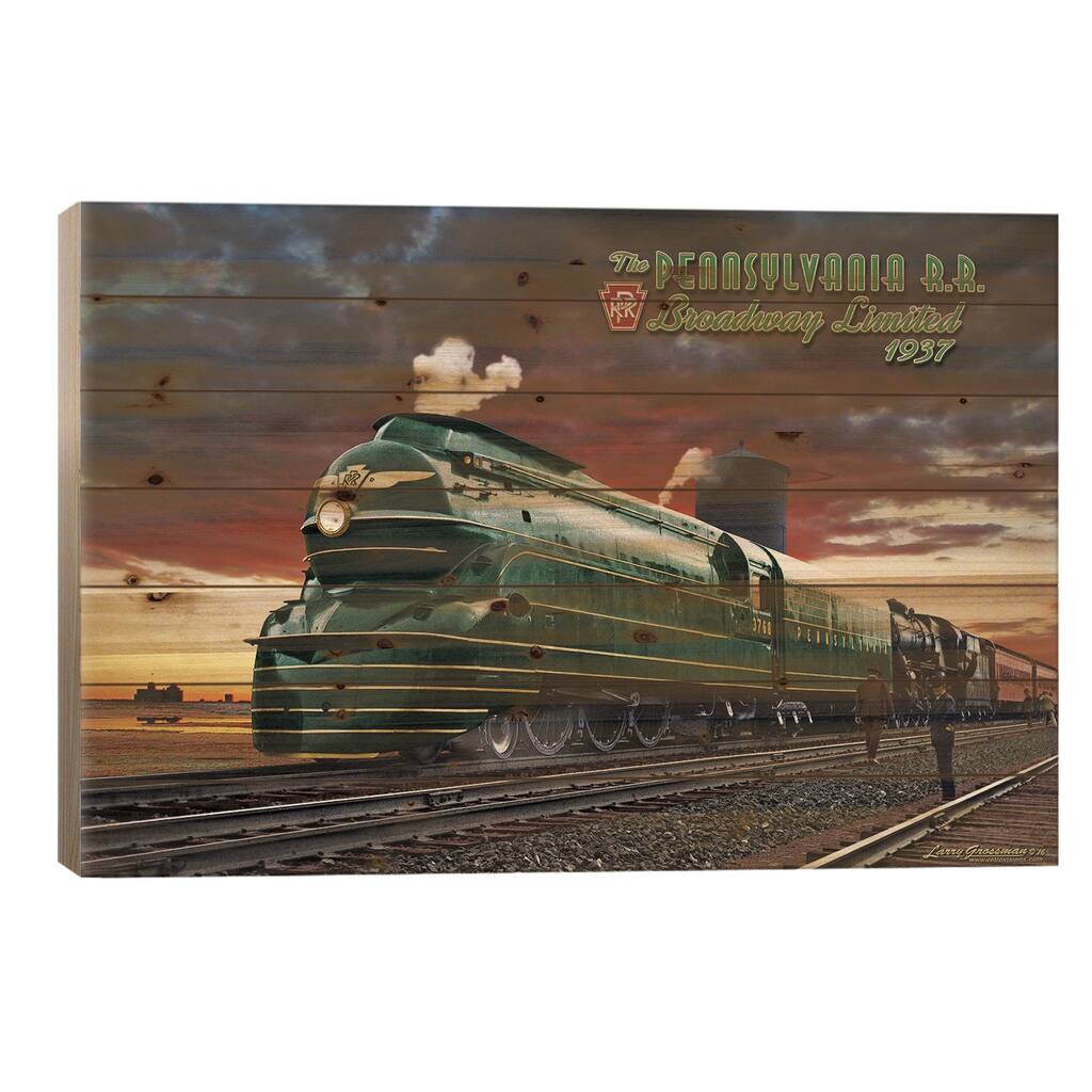 Penn RR Print On Wood by Larry Grossman - Multi-Color