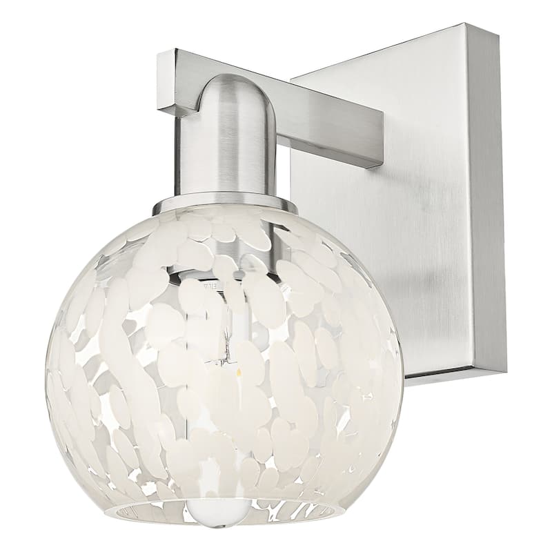 Innovations Lighting 716-1W-10-6 White Mouchette Sconce White - Brushed Satin Nickel / White Mouchette