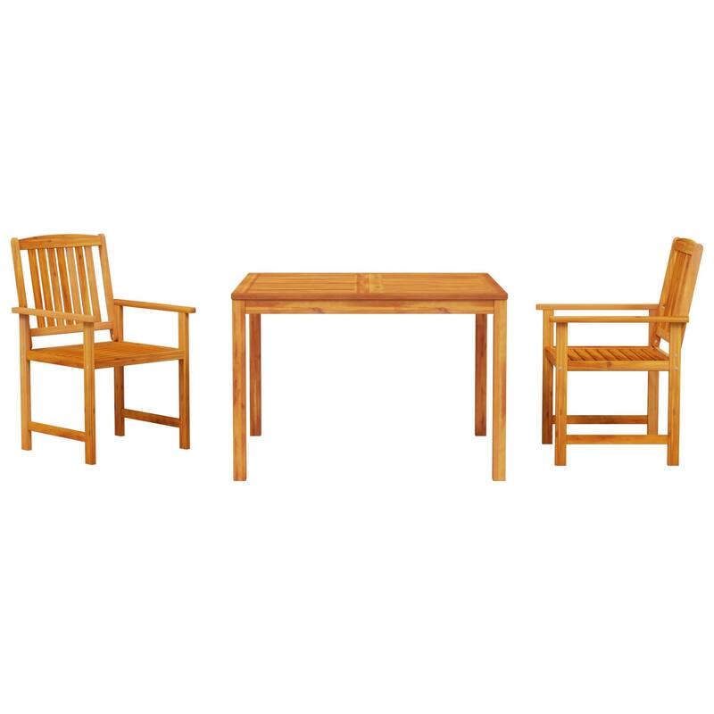 vidaXL Outdoor Dining Set Set of 3 Brown Solid Acacia Wood 2-Seater - 43.3 x 43.3 x 29.5