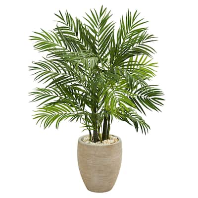 4' Areca Palm Artificial Tree in Sand Colored Planter - h: 4 ft. w: 30 in. d: 27 in