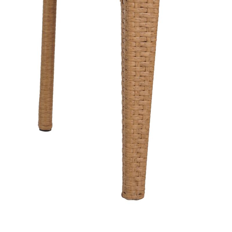 Roomfitters Set of 2 Stackable Outdoor Dining Chairs, Diamond-Mesh PE Wicker with Iron Frame