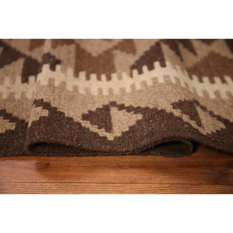 Geometric Kilim Oriental Area Rug Hand-woven Wool Carpet - 3'4" x 5'0"